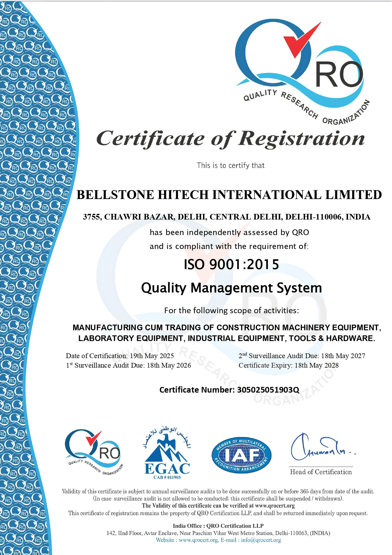 ISO 9001 Certificate